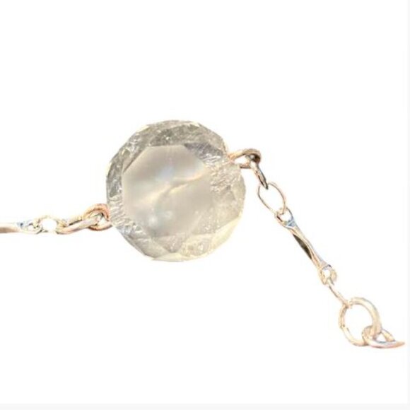 Handcrafted Crystaline Bead and Silver-Tone Chain Bracelet with Rhinestone Charm - Picture 5 of 11